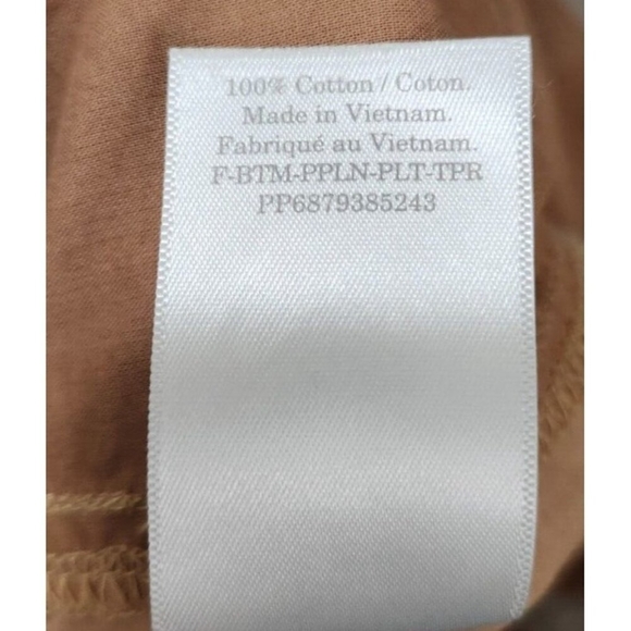 Everlane The Poplin Pleated Taper Pant Brown Caramel Size 14 - Picture 10 of 12